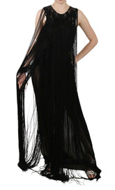 John Richmond Black Silk Beaded Sequined Sheer Dress -   -  John Richmond.